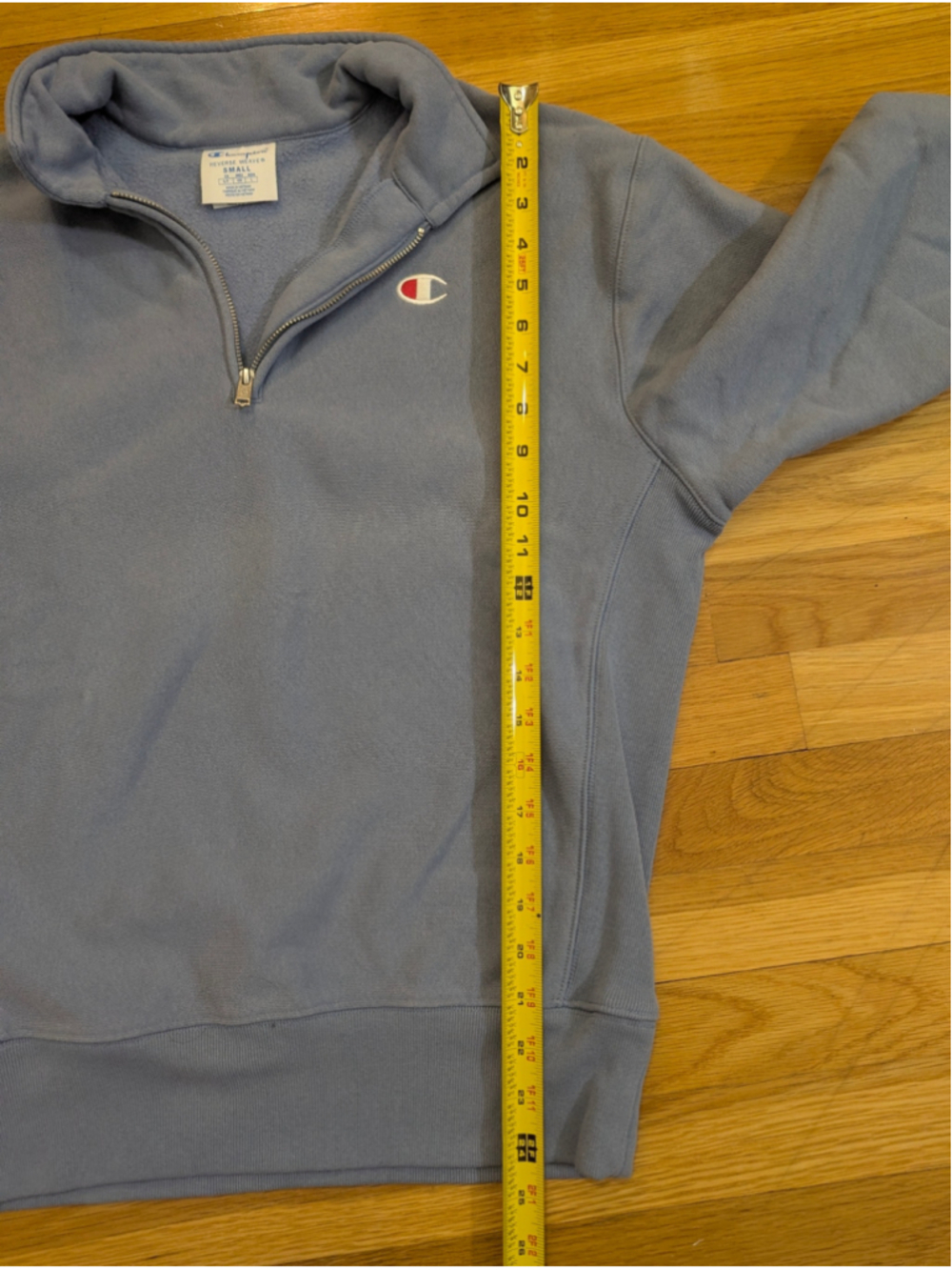 Champion Reverse Weave 1/4 Zip Sweatshirt Small Light Blue - Picture 10 of 11